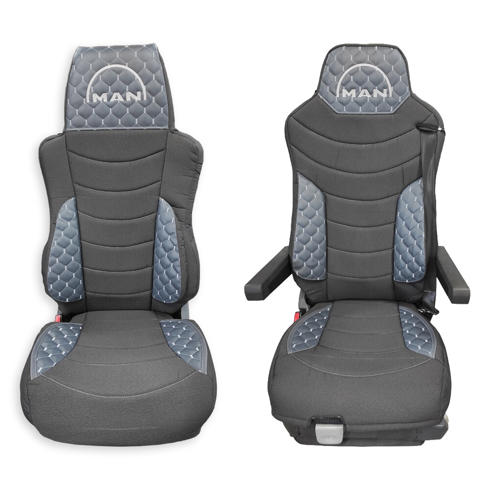 Чохол на сидіння KILIFI MAN TGX,TGA,TGL,TGM,TGS; (2007-2020) 1 ремінь, водій (Низький) пасажир (Високий) Сірий