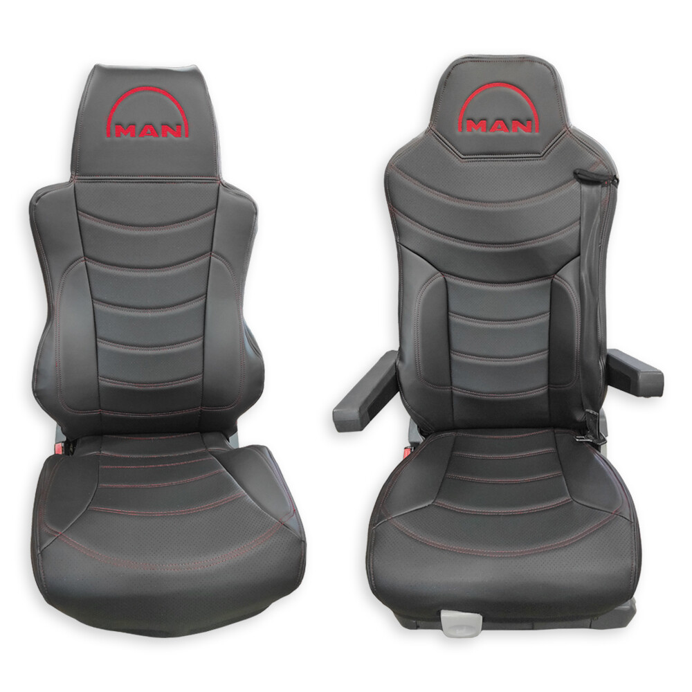 Чохол на сидіння Perfo-ECO MAN TGX,TGA,TGL,TGM,TGS; (2007-2020) 1 ремінь, водій (Низький) пасажир (Високий) чорний