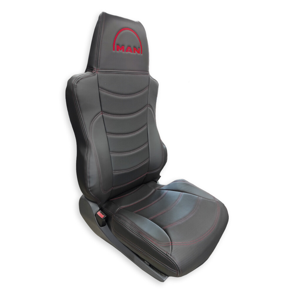 Чохол на сидіння Perfo-ECO MAN TGX,TGA,TGL,TGM,TGS; (2007-2020) 1 ремінь, водій (Низький) пасажир (Високий) чорний