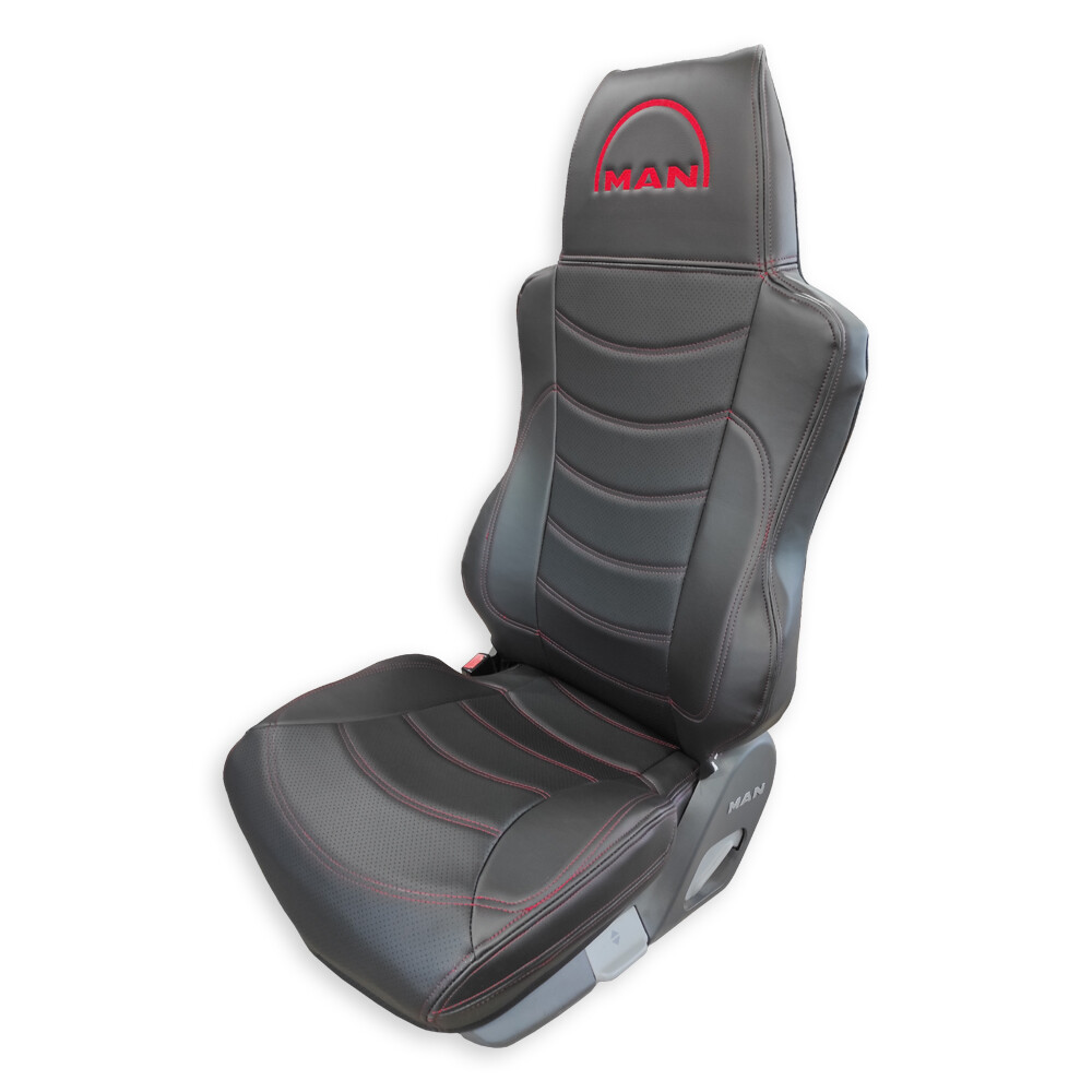 Чохол на сидіння Perfo-ECO MAN TGX,TGA,TGL,TGM,TGS; (2007-2020) 1 ремінь, водій (Низький) пасажир (Високий) чорний