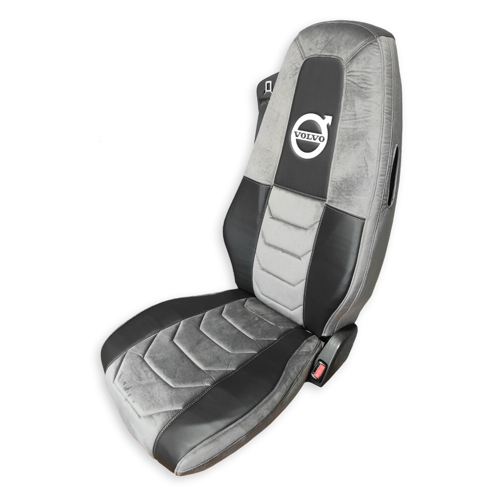 Чохол на сидіння Chess VOLVO FH FM (2014-...) сірий велюр - чорна шкіра