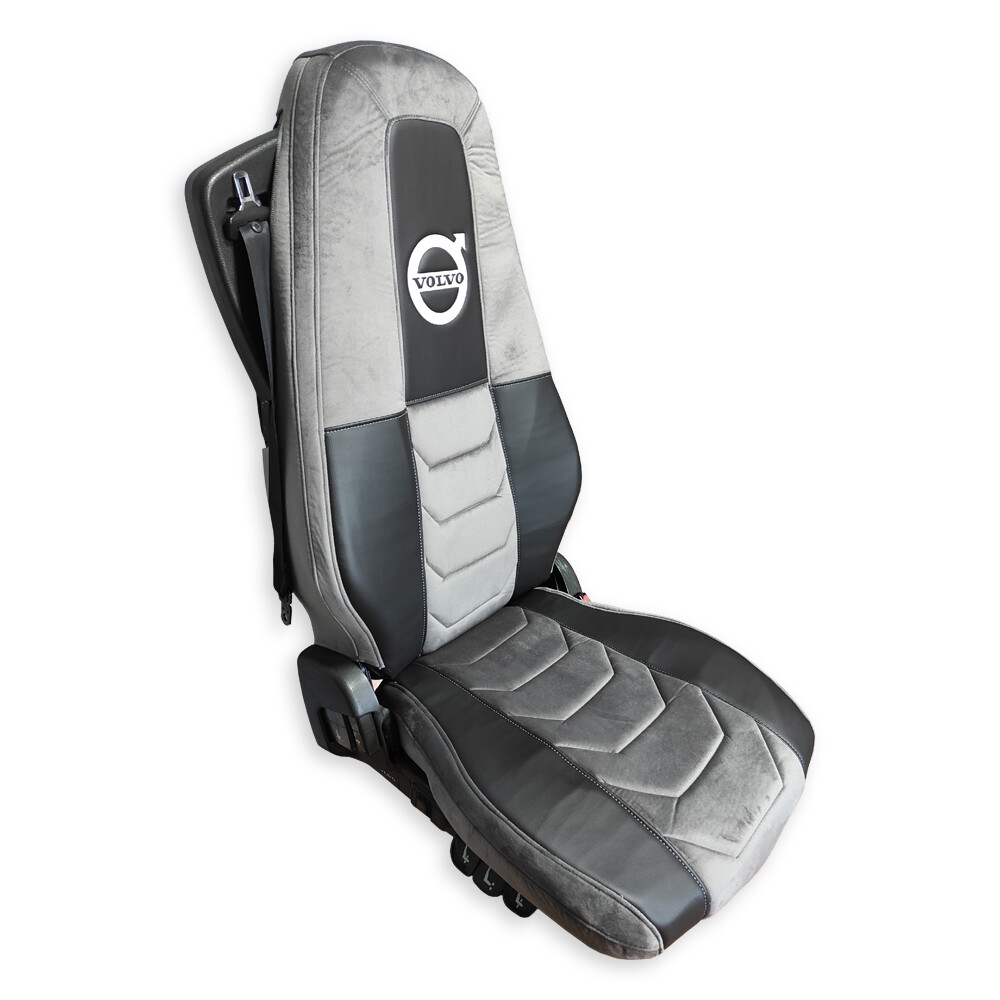 Чохол на сидіння Chess VOLVO FH FM (2014-...) сірий велюр - чорна шкіра