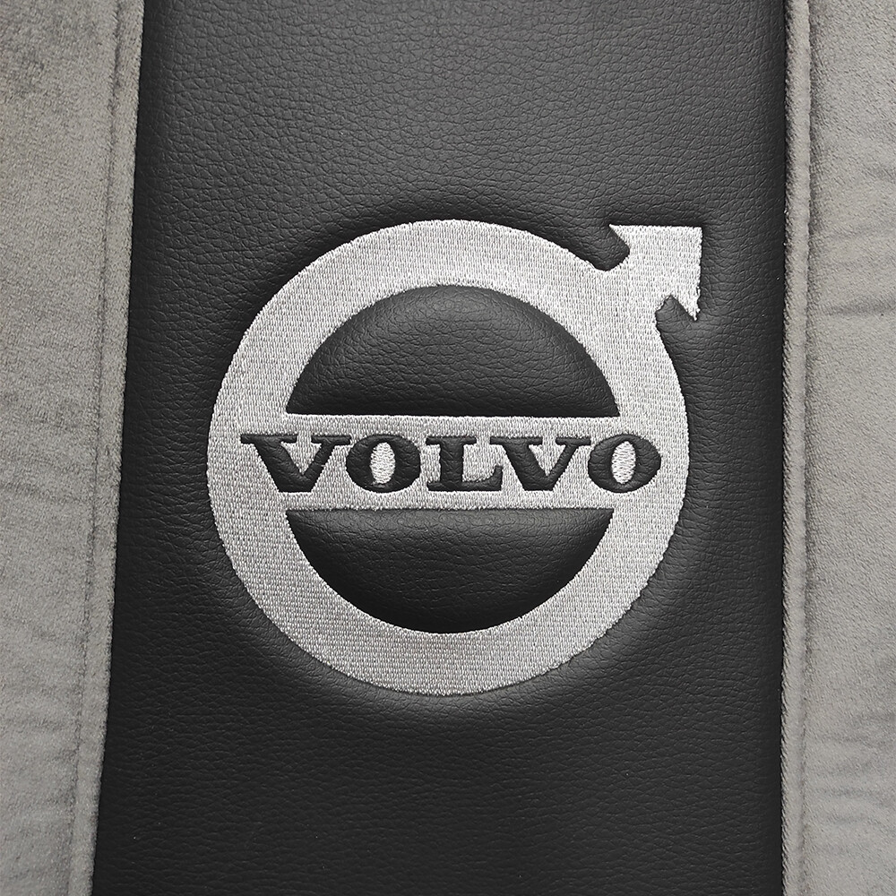 Чохол на сидіння Chess VOLVO FH FM (2014-...) сірий велюр - чорна шкіра