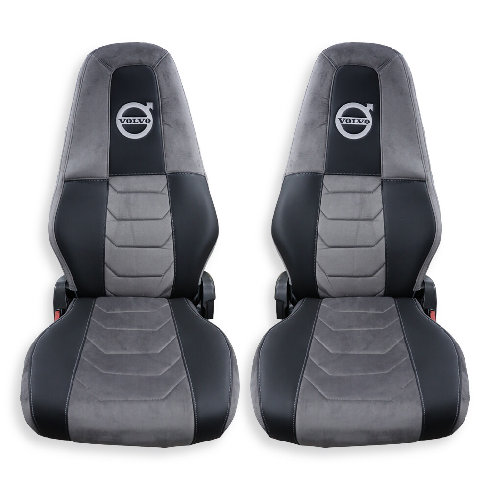 Чохол на сидіння Chess VOLVO FH FM (2014-...) сірий велюр - чорна шкіра