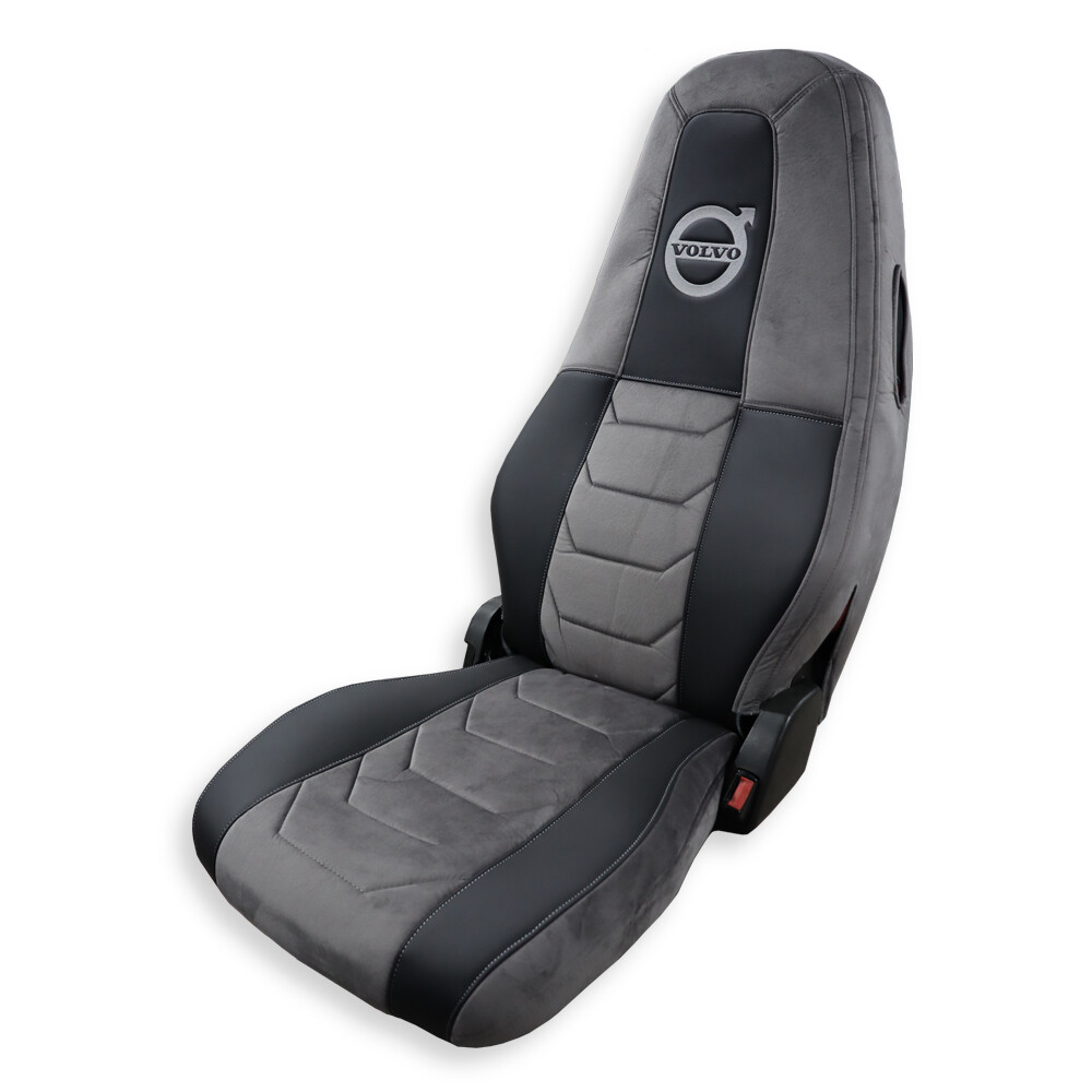 Чохол на сидіння Chess VOLVO FH FM (2014-...) сірий велюр - чорна шкіра
