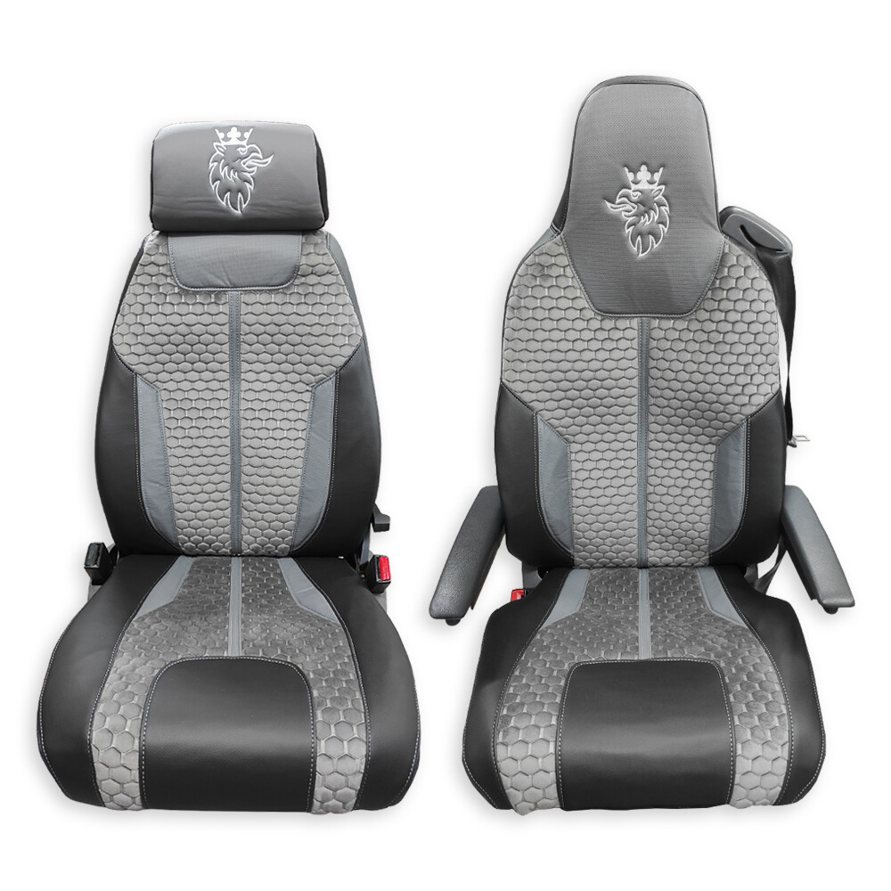 Чехол на сиденья Enterprise SCANIA R,G,P,S (2014-...) водит. монолит - пасс. складное,  серый