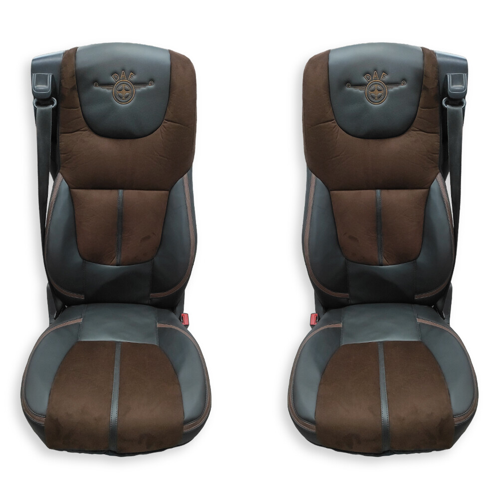 Чохол на сидіння Mansory DAF XF105 106 XG CF85 LF (2013-2024), коричнева алькантара-чорна шкіра