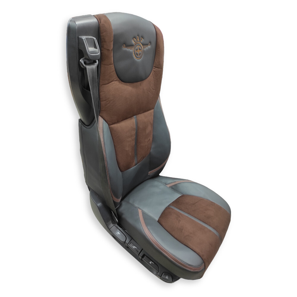 Чохол на сидіння Mansory DAF XF105 106 XG CF85 LF (2013-2024), коричнева алькантара-чорна шкіра