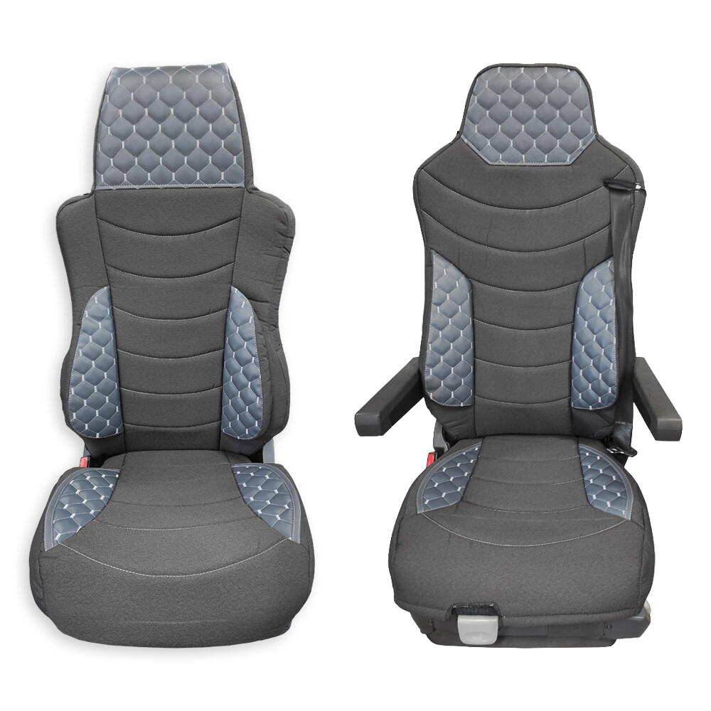 Чохол на сидіння OLD (ЕКО) MAN TGX, TGA, TGL, TGM, TGS; (2007-2020) 1 ремінь, водій (Низький) пасажир (Високий) сірий