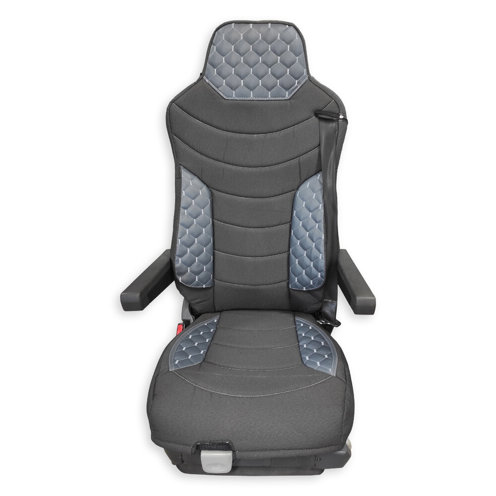 Чохол на сидіння OLD (ЕКО) MAN TGX, TGA, TGL, TGM, TGS; (2007-2020) 1 ремінь, водій (Низький) пасажир (Високий) сірий