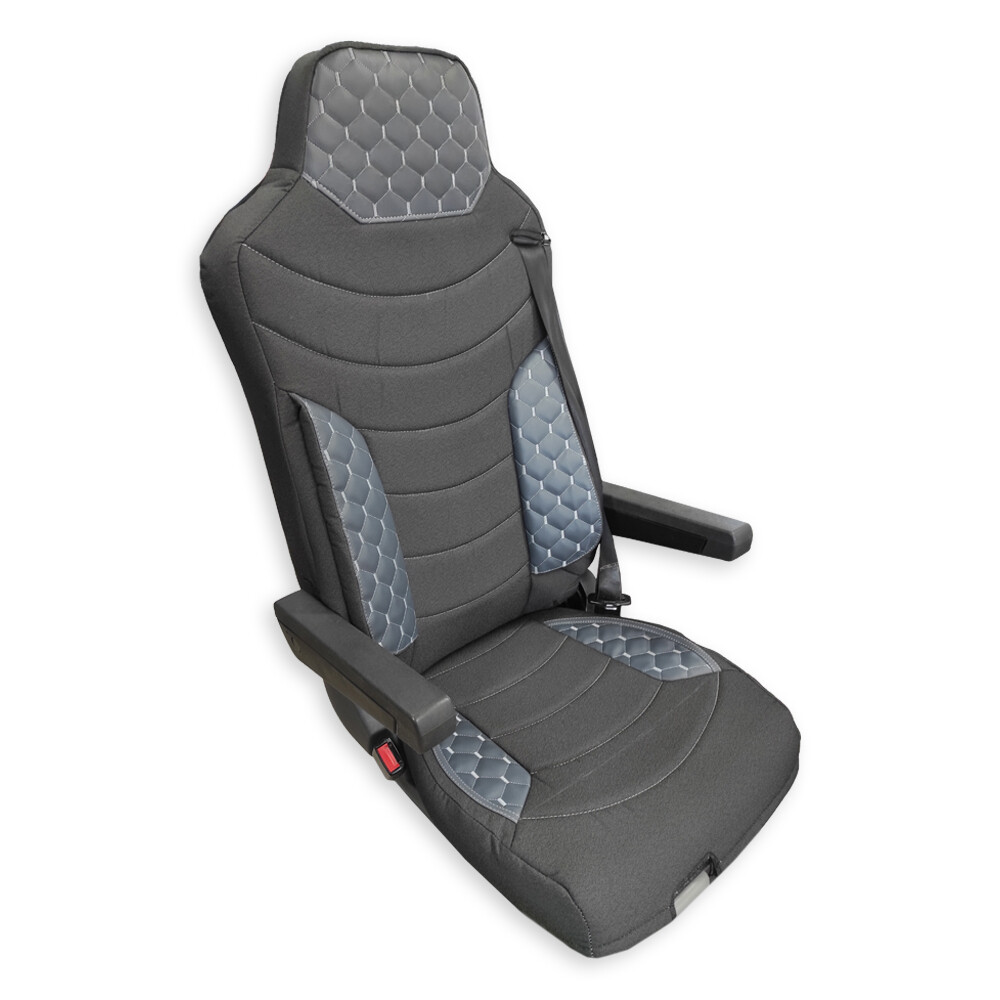 Чохол на сидіння OLD (ЕКО) MAN TGX, TGA, TGL, TGM, TGS; (2007-2020) 1 ремінь, водій (Низький) пасажир (Високий) сірий