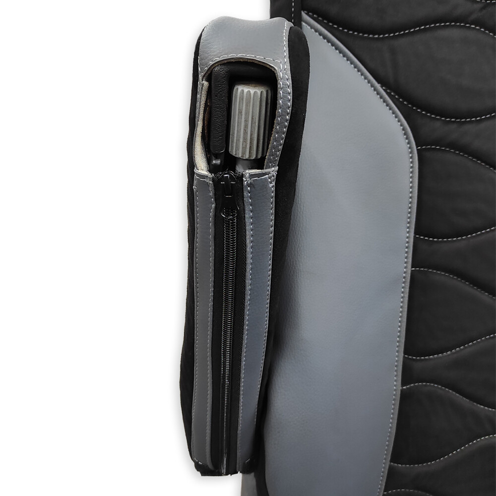 Чехол на подлокотник MAN TGX серая кожа+черная алькантара (2 шт.)