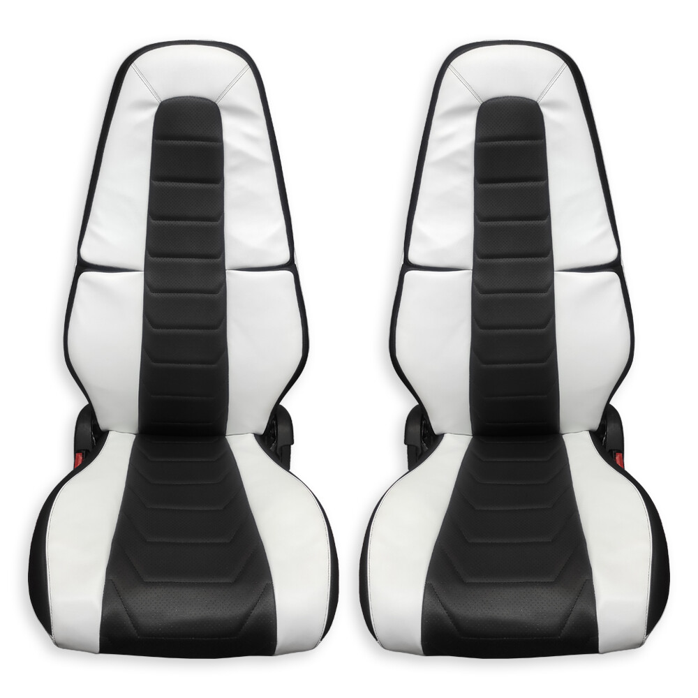 Чохол на сидіння Contour Back VOLVO FH FM (2014-...) чорна шкіра - біла шкіра (Marin)