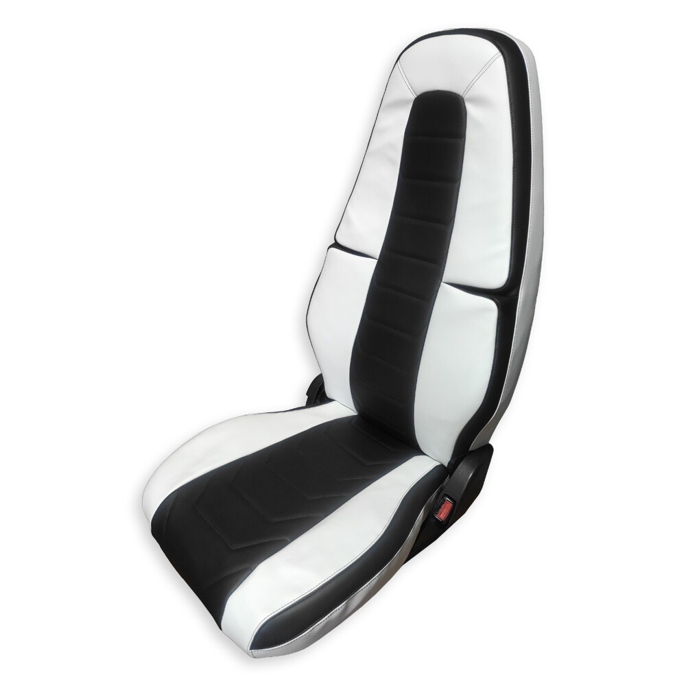 Чохол на сидіння Contour Back VOLVO FH FM (2014-...) чорна шкіра - біла шкіра (Marin)