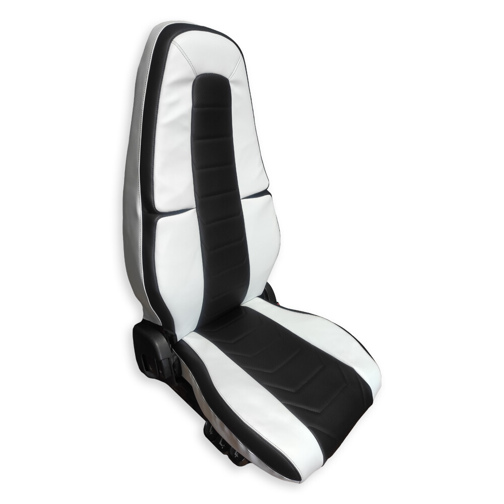 Чохол на сидіння Contour Back VOLVO FH FM (2014-...) чорна шкіра - біла шкіра (Marin)