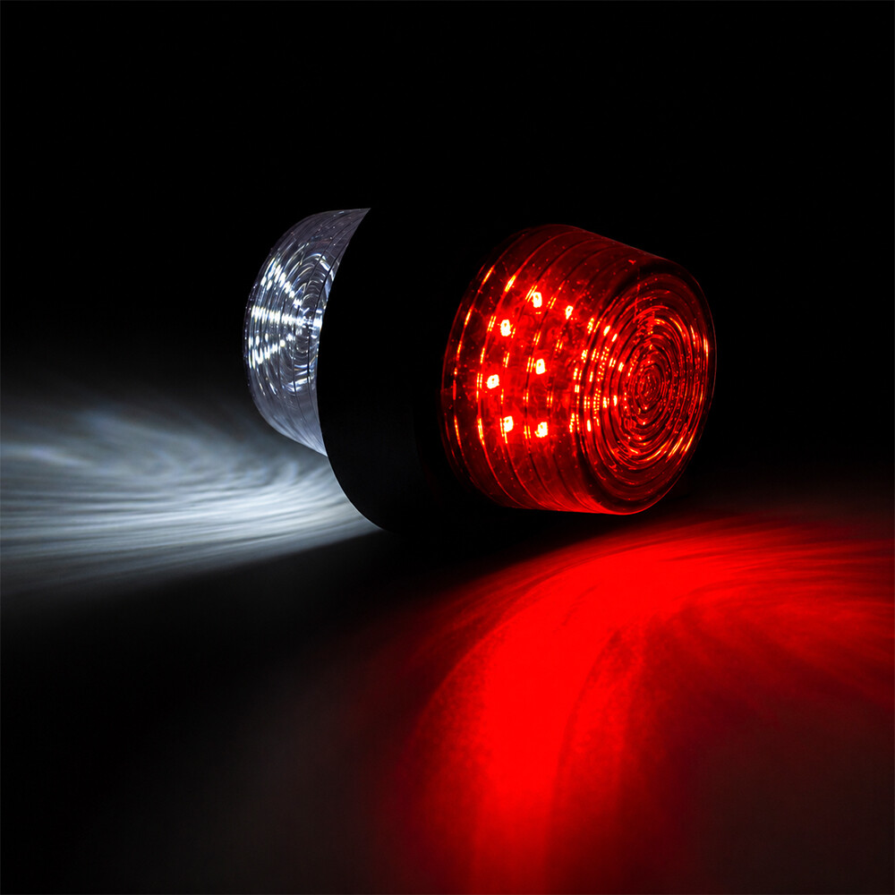 Ліхтар габаритний ріг LED, червоно-білий, 12/24V «GRAPHITE» (HORPOL)