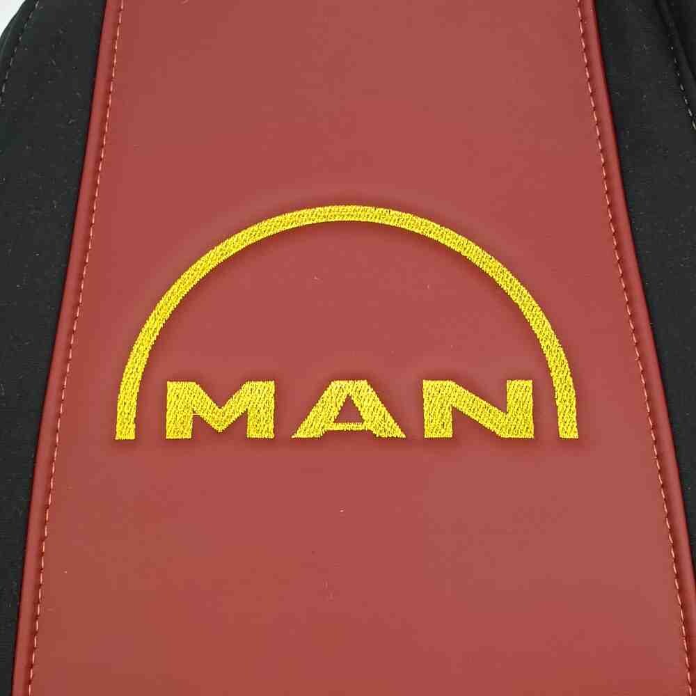 Чехол на сиденья Twin MAN TGX,TGA,TGL,TGM,TGS; (2007-2020) 1 ремень, водитель (Низкий) пассажир (Высокий) красный