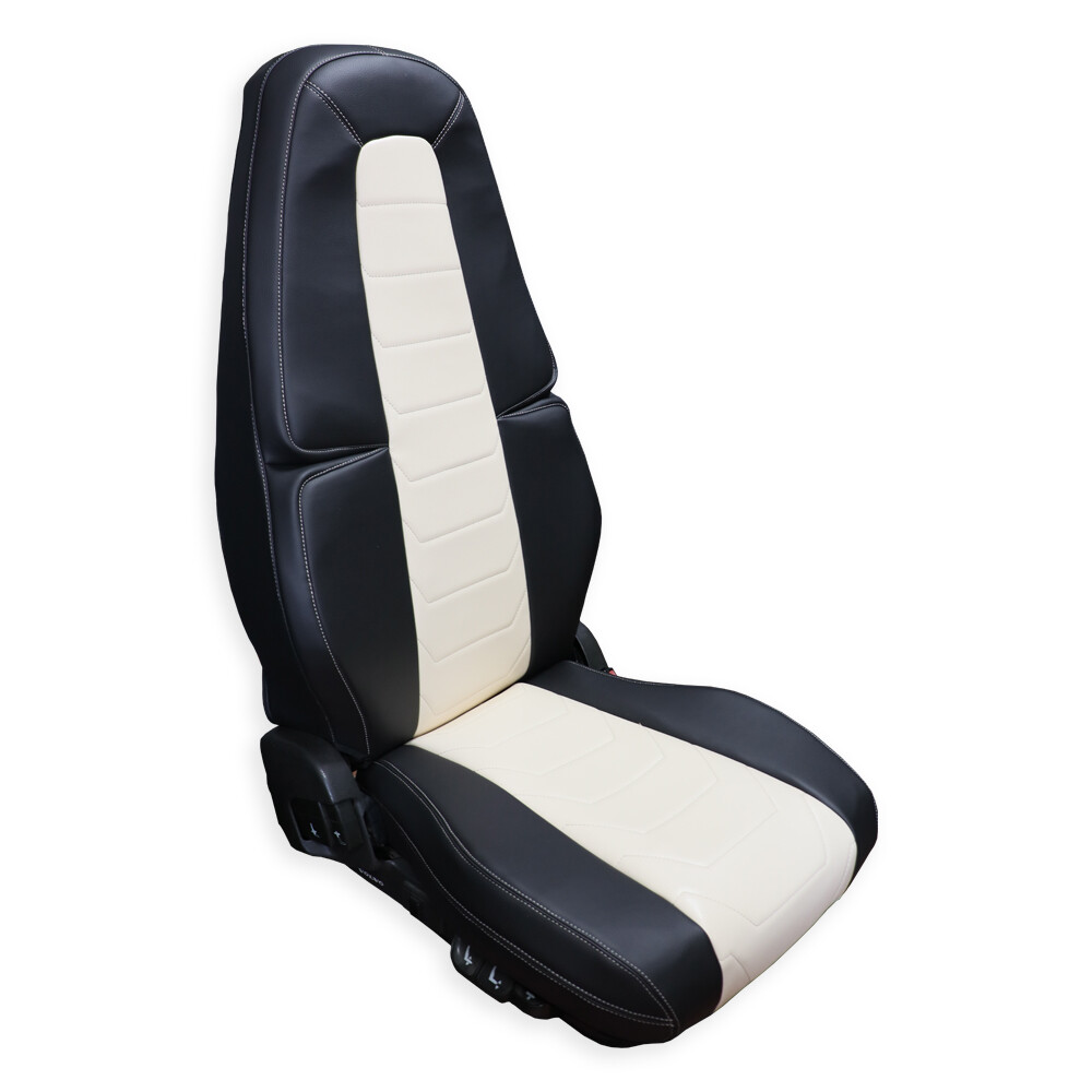 Чехол на сиденья Contour Back VOLVO FH FM (2014-...) бежевая кожа - черная кожа Чехол на сиденья Contour Back VOLVO FH FM (2014-...) бежевая кожа - черная кожа