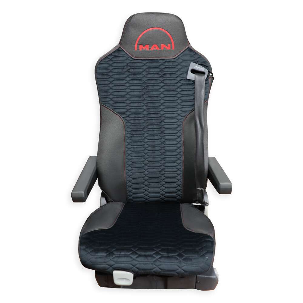 Чохол на сидіння KADIFE Велюр+Тканина MAN TGX, TGA, TGL, TGM, TGS; (2007-2020) 1 ремінь, водій (Низький) пасажир (Високий) чорний Чохол на сидіння KADIFE Велюр+Тканина MAN TGX, TGA, TGL, TGM, TGS; (2007-2020) 1 ремінь, водій (Низький) пасажир (Високий) чорний
