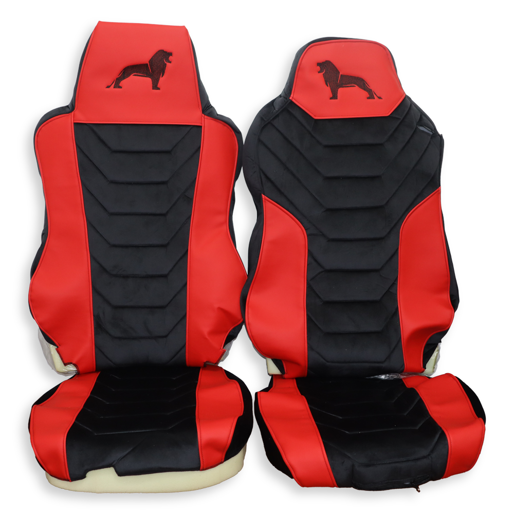 Чохол на сидіння Chess MAN TGX, TGA, TGL, TGM, TGS; (2007-2020) 1 ремінь, водій (Низький) пасажир (Високий) червоний Чохол на сидіння Chess MAN TGX, TGA, TGL, TGM, TGS; (2007-2020) 1 ремінь, водій (Низький) пасажир (Високий) червоний