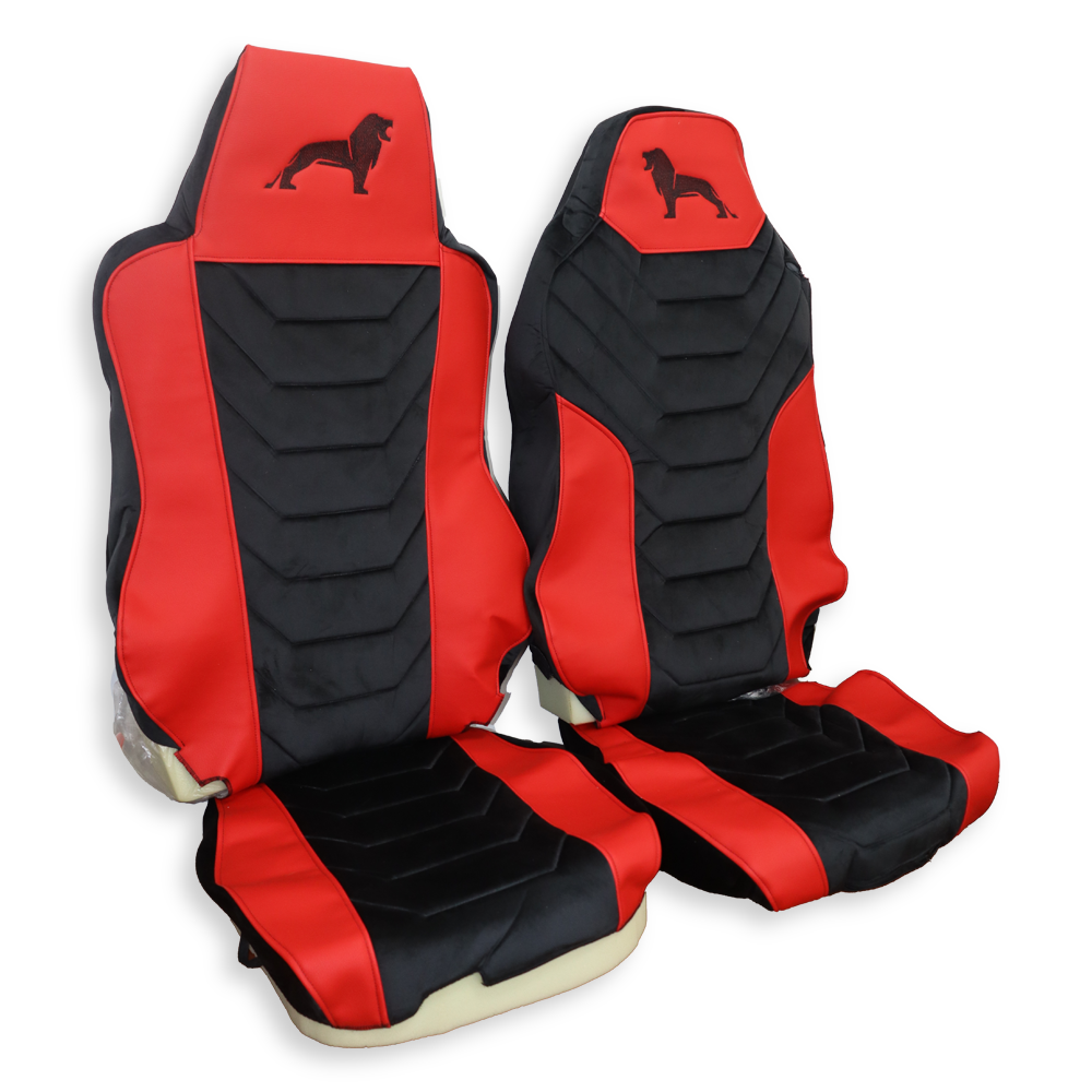 Чохол на сидіння Chess MAN TGX, TGA, TGL, TGM, TGS; (2007-2020) 1 ремінь, водій (Низький) пасажир (Високий) червоний Чохол на сидіння Chess MAN TGX, TGA, TGL, TGM, TGS; (2007-2020) 1 ремінь, водій (Низький) пасажир (Високий) червоний