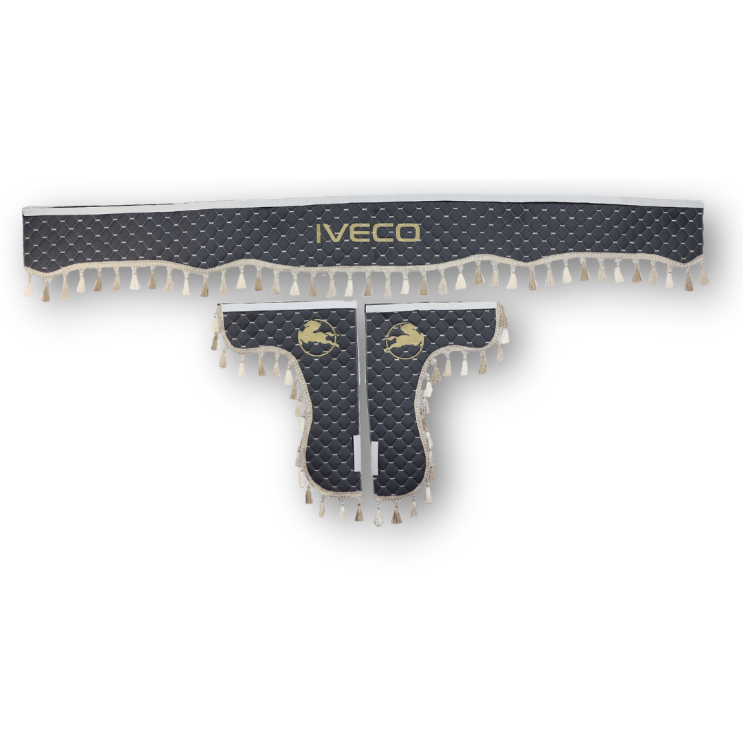 Шторка Екошкіра "Pergam" IVECO лоб+косинки+спальник сіра