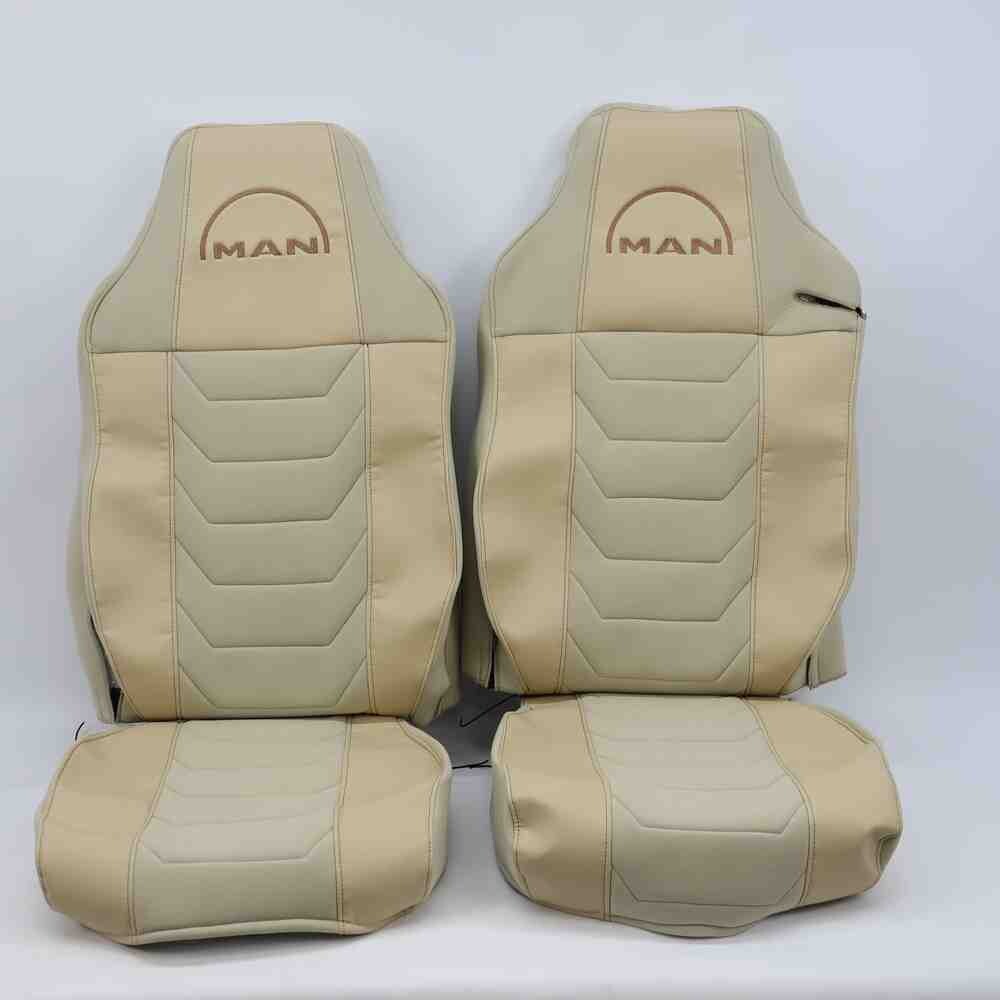 Чехол на сиденья Chess MAN TGX,TGA,TGL,TGM,TGS; (2007-2020) 1 ремень, водитель и пассажир (Низкий) беж