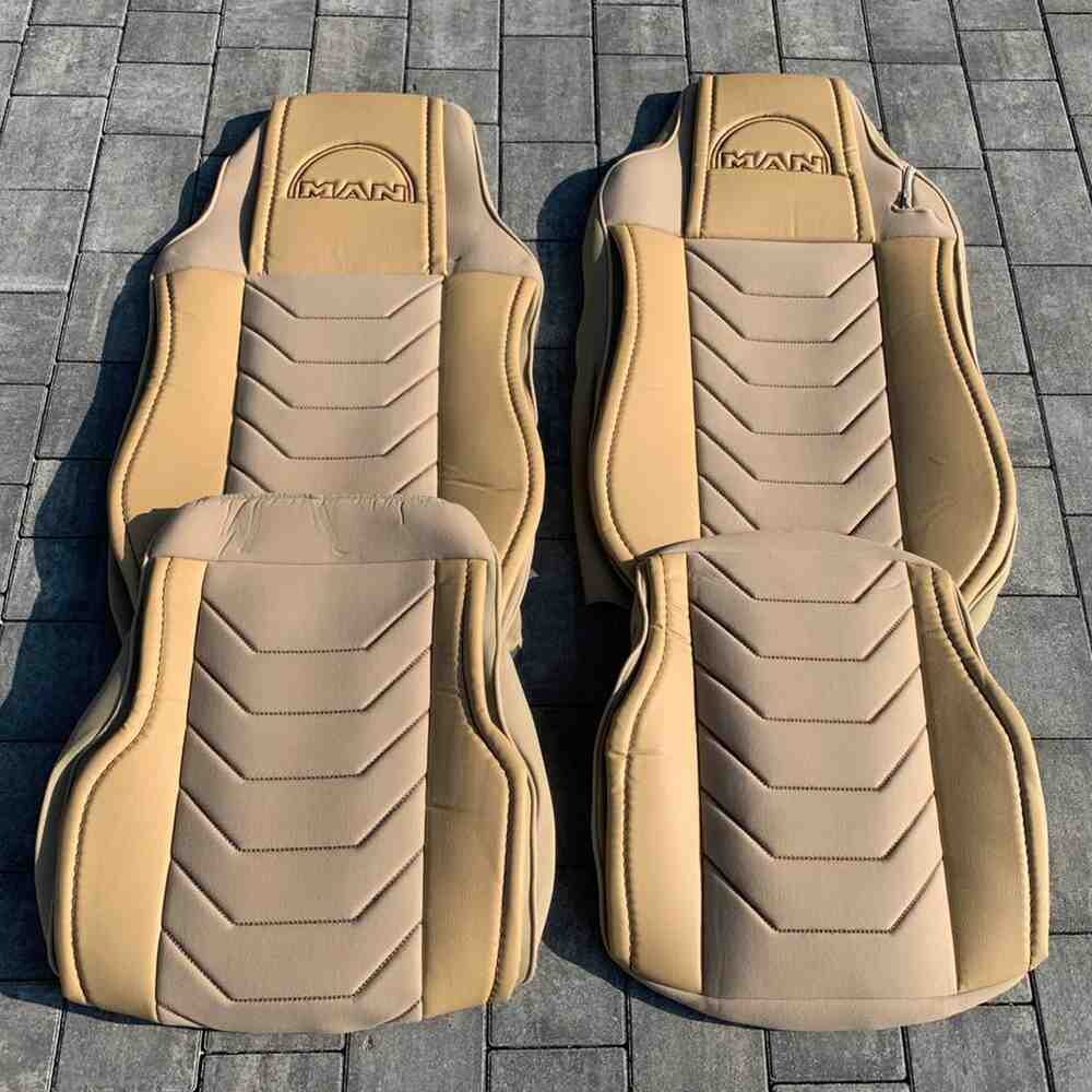 Чохол на сидіння Chess MAN TGX,TGA,TGL,TGM,TGS; (2007-2020) 1 ремінь, водій та пасажир (Низький) беж Чохол на сидіння Chess MAN TGX,TGA,TGL,TGM,TGS; (2007-2020) 1 ремінь, водій та пасажир (Низький) беж