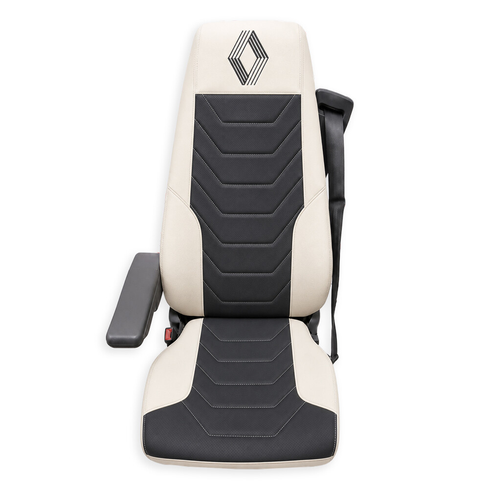 Чохол на сидіння Perfo-ECO Renault Premium (2005-2013) (пілот) перфор.шкіра чорна-шкіра бежева Чохол на сидіння Perfo-ECO Renault Premium (2005-2013) (пілот) перфор.шкіра чорна-шкіра бежева