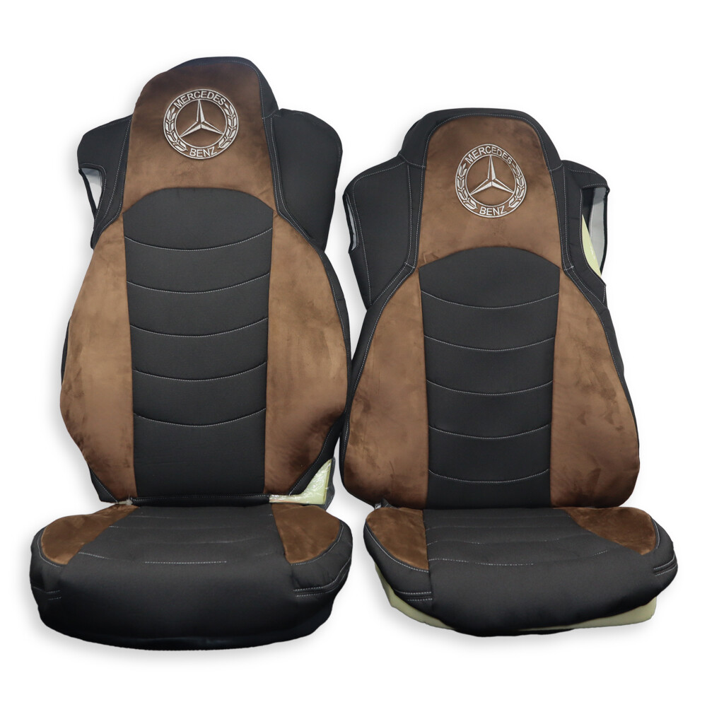 Чехол на сиденья Mercedes Actros EURO 6 /1842 /1845 черный мрамор-коричн алькантара