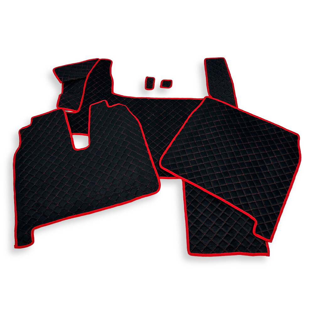 Килимок текстурний велюр MAN TGX; 2 ящики; чорний; червона нитка Килимок текстурний велюр MAN TGX; 2 ящики; чорний; червона нитка