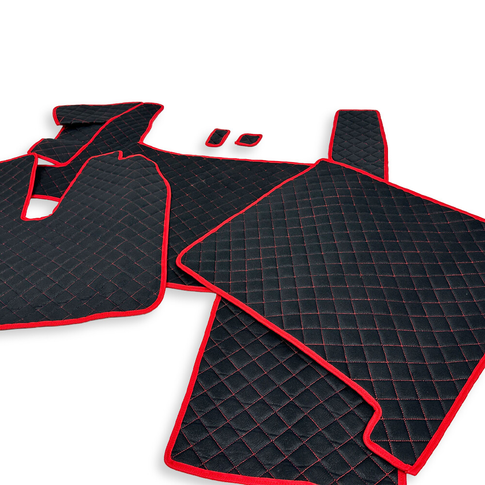 Килимок текстурний велюр MAN TGX; 2 ящики; чорний; червона нитка Килимок текстурний велюр MAN TGX; 2 ящики; чорний; червона нитка