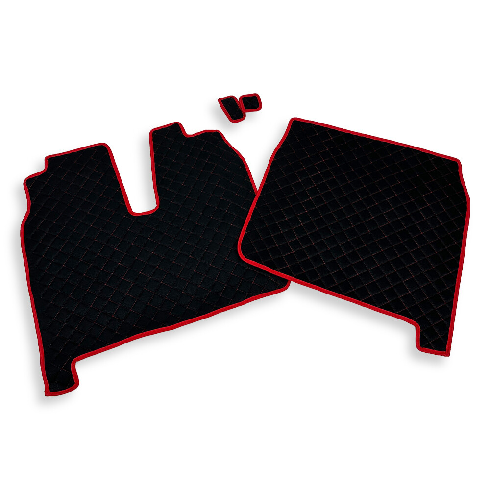 Килимок текстурний велюр MAN TGX; 2 ящики; чорний; червона нитка Килимок текстурний велюр MAN TGX; 2 ящики; чорний; червона нитка