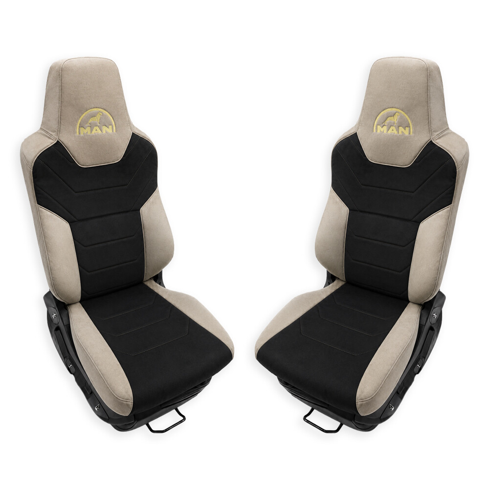 Чохол на сидіння Velour MAN TGX,TGA,TGL,TGM,TGS; (2017) чорна алькантара-кава велюр