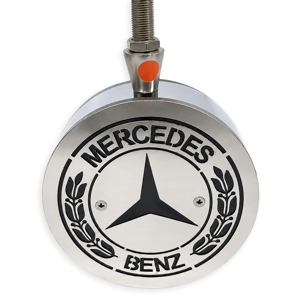 Ліхтарик декоративний з елементами нержавіючої сталі діодний MERCEDES - жовтий-жовтий (Ø-100мм*40мм)