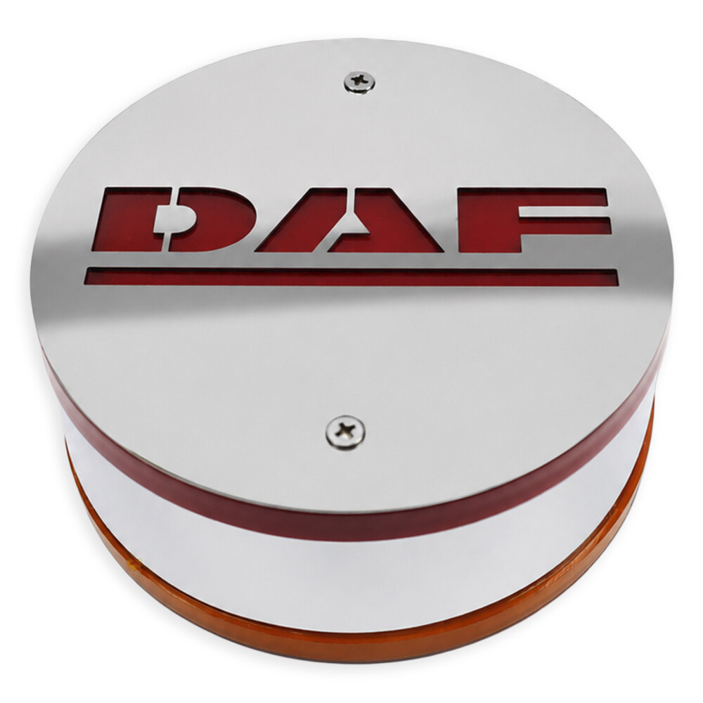 Фонарик декоративный с элементами нержавейки диодный DAF - красно-желтый (Ø-100мм*40мм)