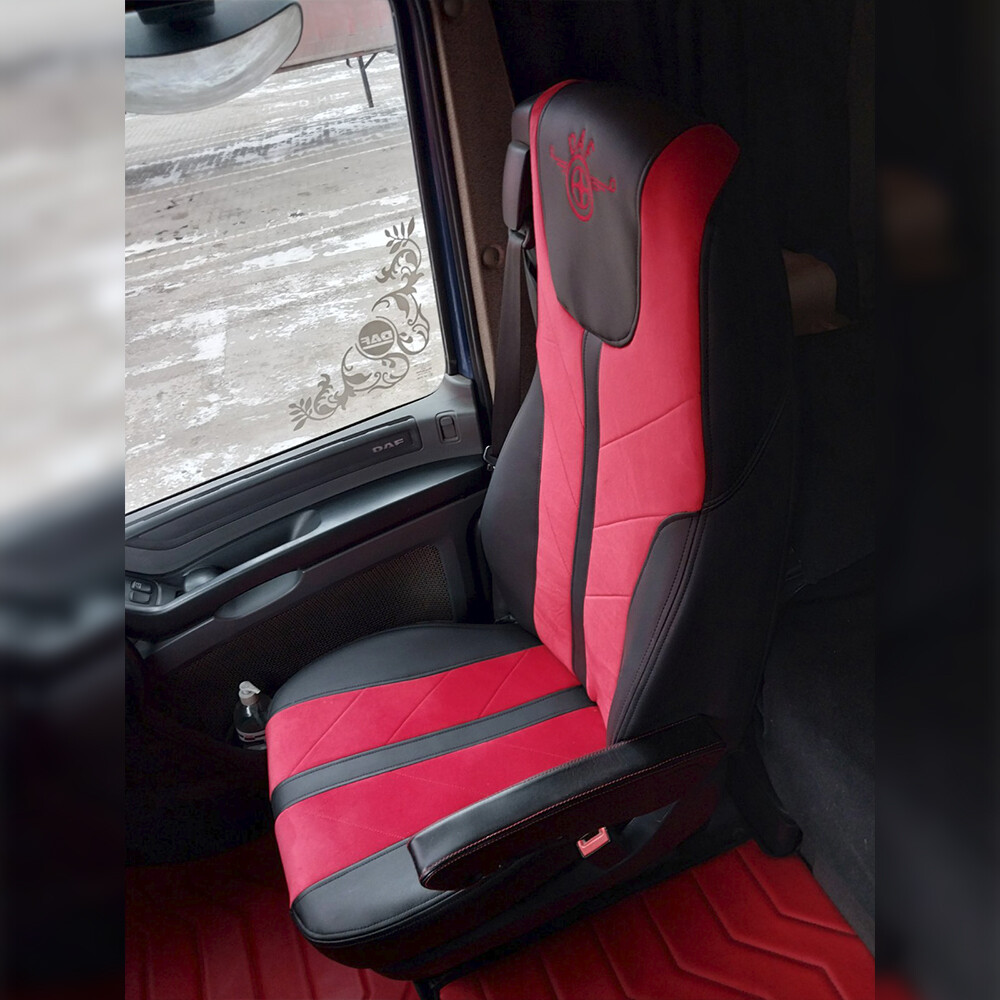 Чохол на сидіння Enterprise DAF XF105 106 XG CF85 LF (2013-2024) (шкіра чорна - велюр червоний) Чохол на сидіння Enterprise DAF XF105 106 XG CF85 LF (2013-2024) (шкіра чорна - велюр червоний)