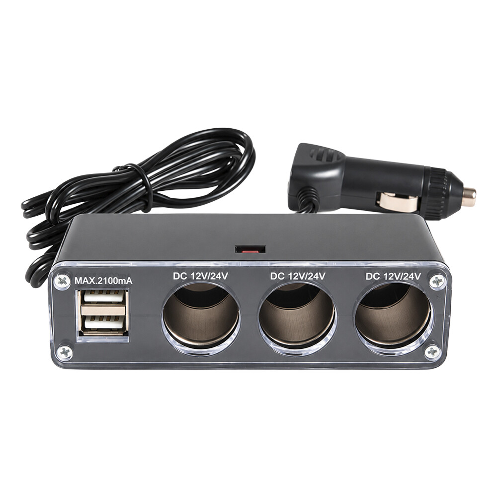 Розгалужувач прикурювача 3в1 + 2 USB