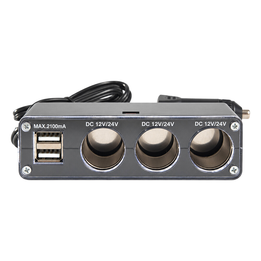 Розгалужувач прикурювача 3в1 + 2 USB Розгалужувач прикурювача 3в1 + 2 USB