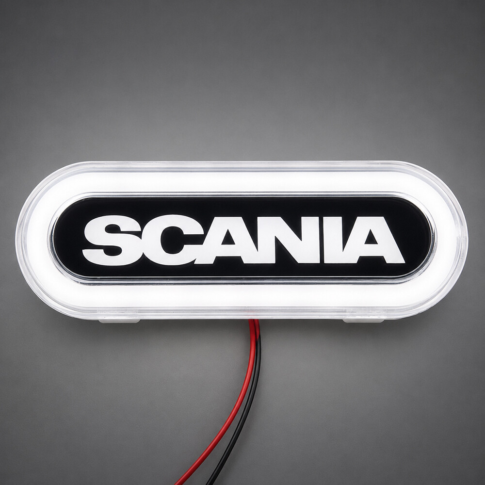 Ліхтар габаритний NEON з логотипом "SCANIA" білий з кріпленням