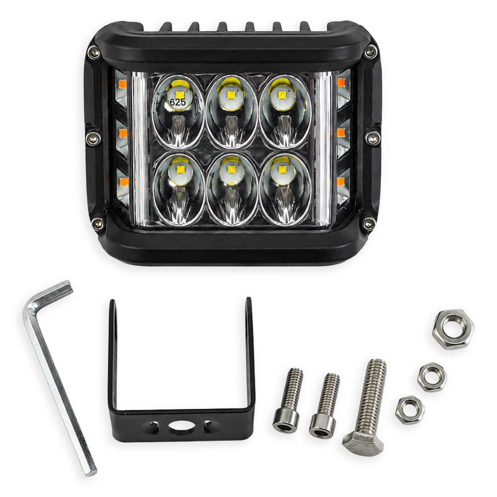 Фара універсальна діодна LED 24V (12 діодів 60W біле+жовте світло+страбоскоп жовтий--98*76*58)