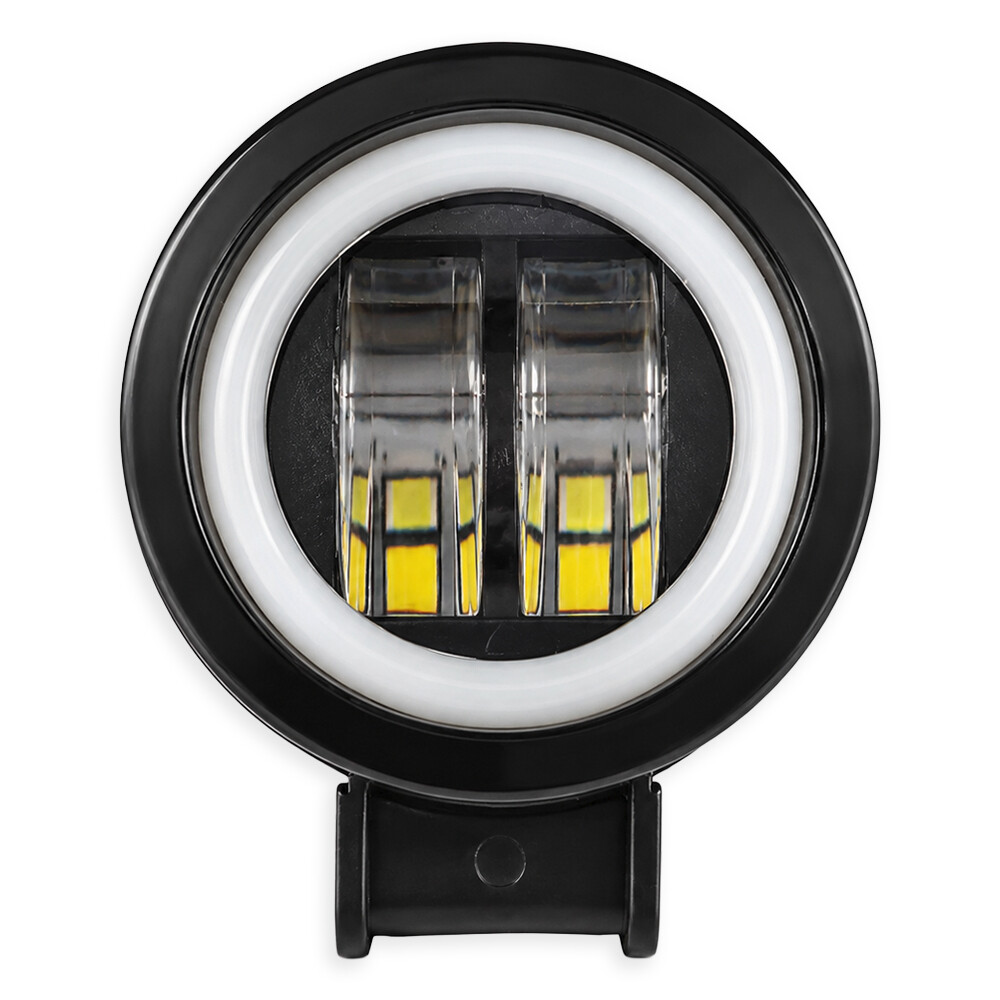 Фара універсальна діодна LED 9-32V (2 лінзи світло жовтий\білий 20W кругла ДХО)