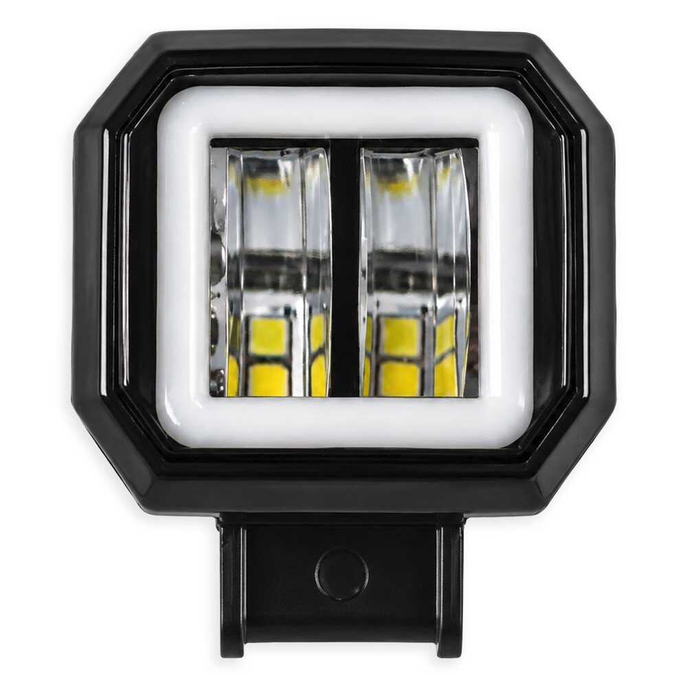 Фара універсальна діодна LED 9-32V (2 лінзи світло жовтий\білий 20W квадратна ДХО)