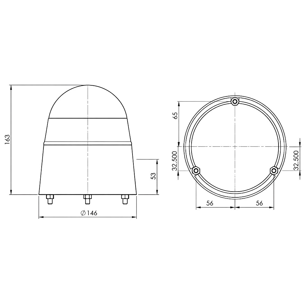 Маячок 12V (на болтах) жовтий Маячок 12V (на болтах) жовтий