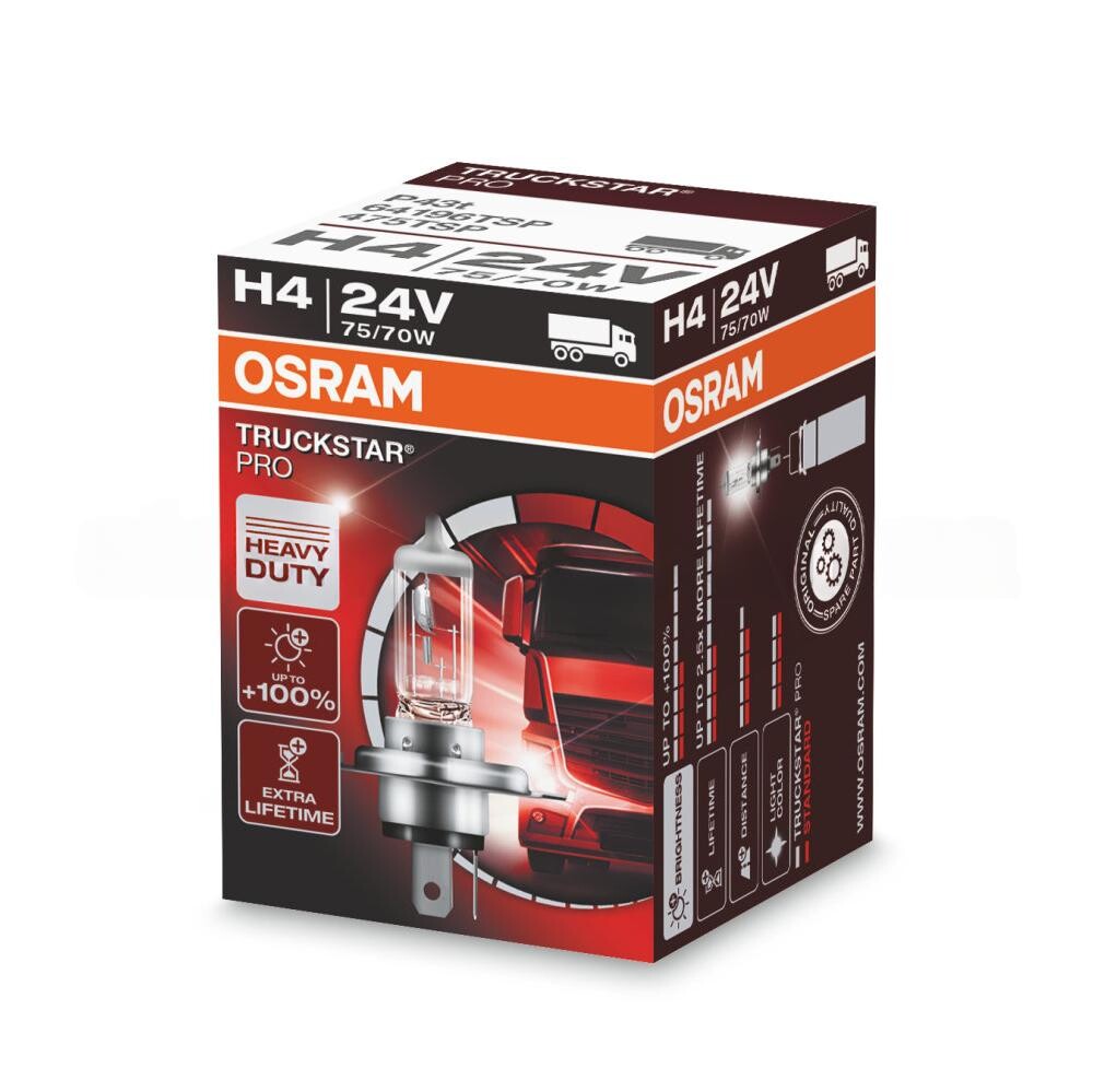 Автолампа OSRAM H4 TruckStarPro 75/70W 24V P43T 10X10X1