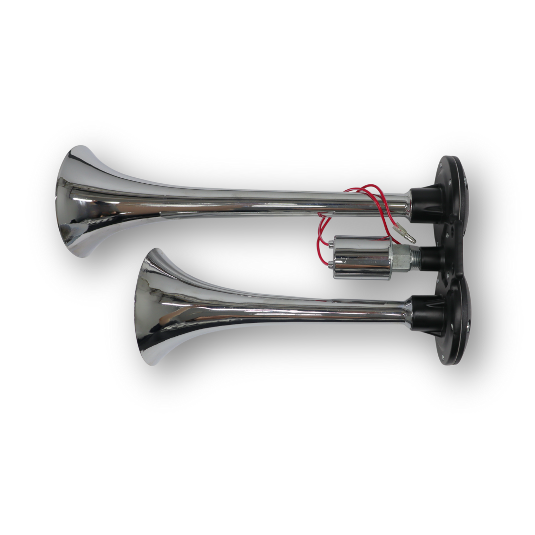 Сигнал хром 2 дудки 24V/12V \300mm\ ELEGANT