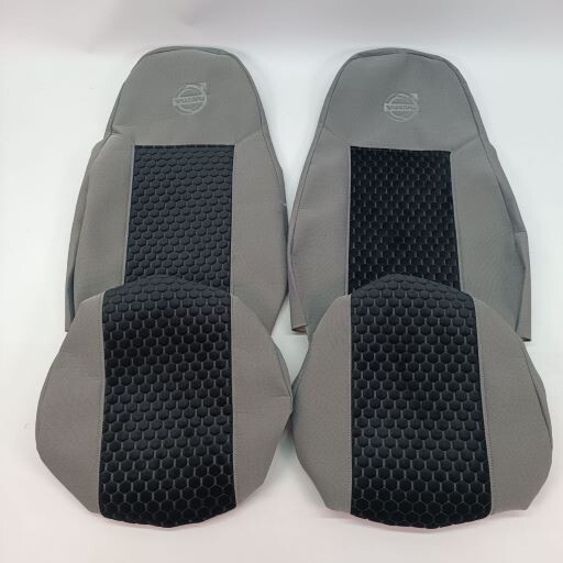 Чохол на сидіння VOLVO FH FM (2014-...) світло-сіра тканина+сота чорна Чохол на сидіння VOLVO FH FM (2014-...) світло-сіра тканина+сота чорна