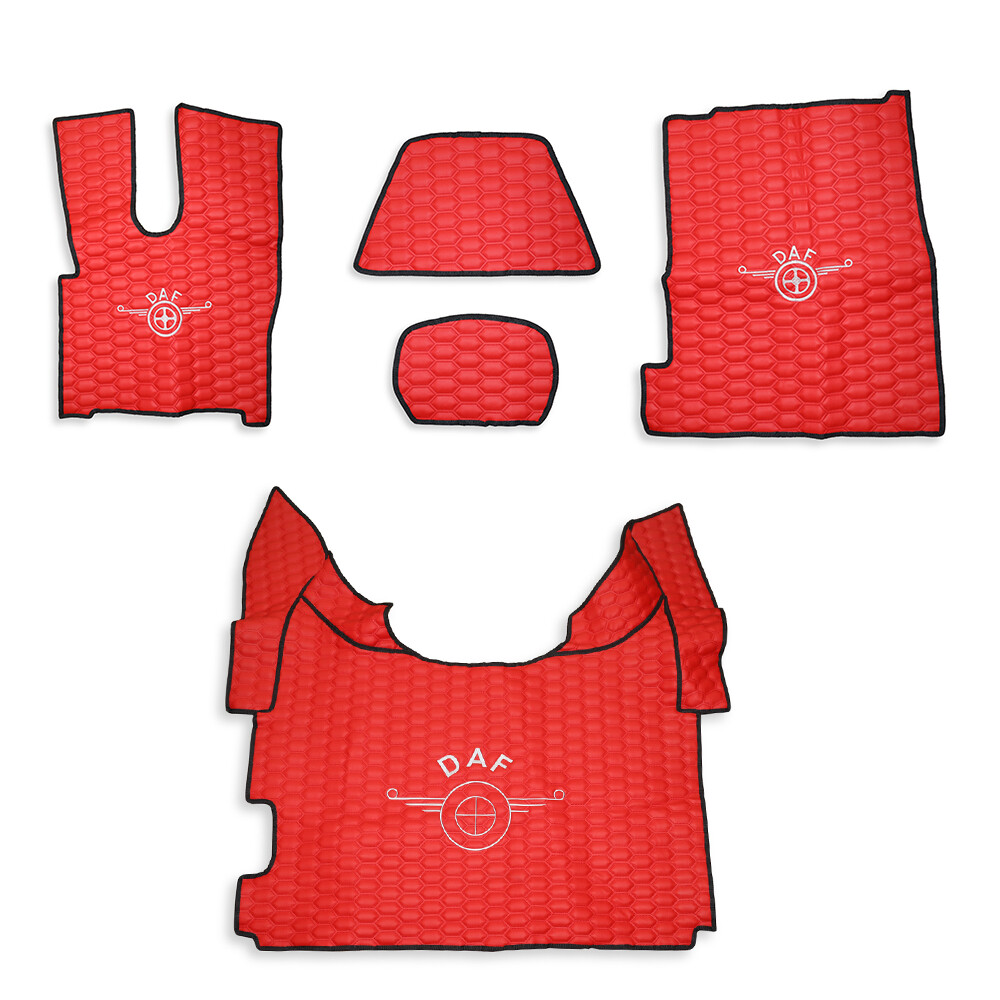 Килимок Екошкіра DAF XF106 c 2013; АКПП, червоний, з вишивками