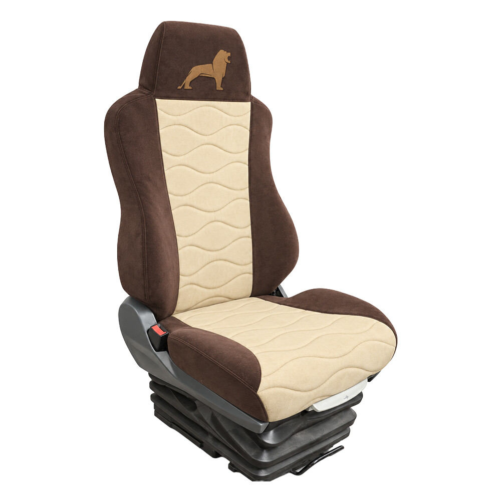 Чохол на сидіння Velour MAN TGX, TGA, TGL, TGM, TGS; (2007-2020) 1 ремінь, водій (Низький) пасажир (Високий) бежева алькантара-коричнева алькантара Чохол на сидіння Velour MAN TGX, TGA, TGL, TGM, TGS; (2007-2020) 1 ремінь, водій (Низький) пасажир (Високий) бежева алькантара-коричнева алькантара