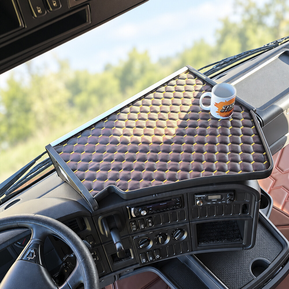 Полиця кабіни SCANIA 420 R; коричнева; (ST- Екошкіра стежка) Полиця кабіни SCANIA 420 R; коричнева; (ST- Екошкіра стежка)